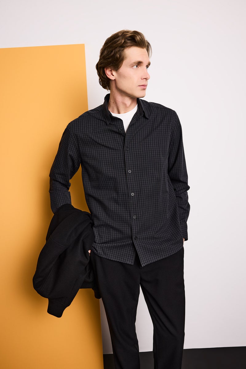 DeFacto Black Man Regular Fit Printed Shirt Casual - Image 1